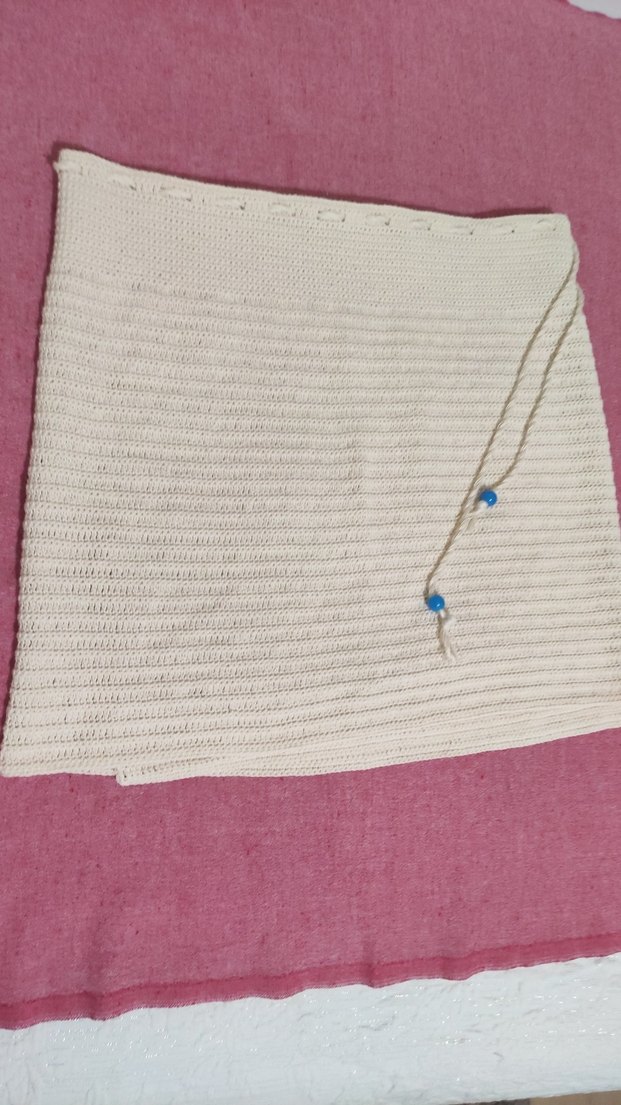 Beyaz Örgü Mini Hamile Eteği - Görsel 2