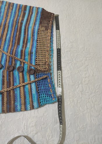 Bohem Mavi Örgü Mini Etek - Görsel 6