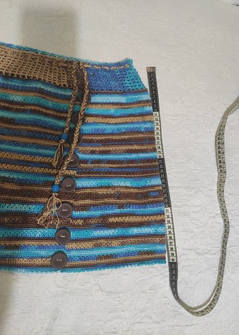 Bohem Mavi Örgü Mini Etek - Görsel 5