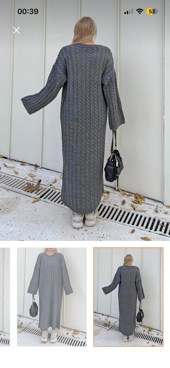 Kadın Gri Örgü Uzun Triko Elbise - Görsel 2