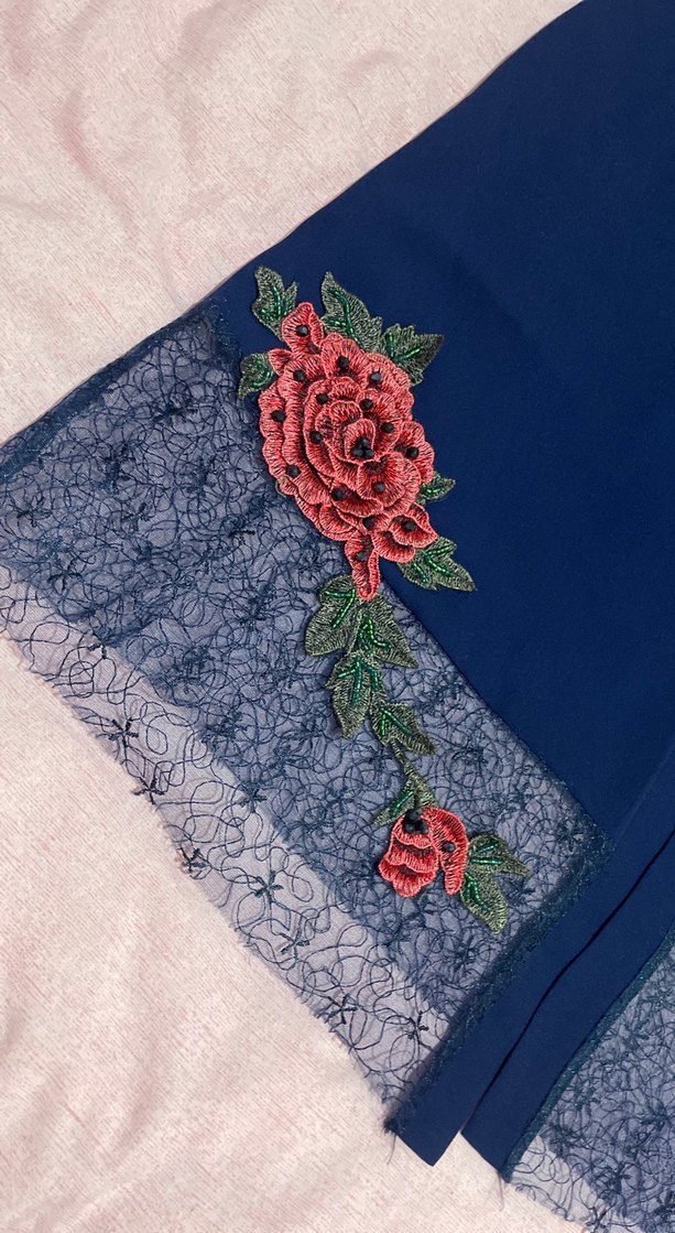 Nakışlı Lacivert Uzun Kollu Kadın Tunik - Görsel 2