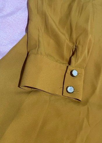 Düğmeli Uzun Sarı Tunik - Görsel 4