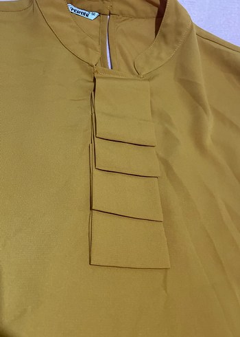 Düğmeli Uzun Sarı Tunik - Görsel 3