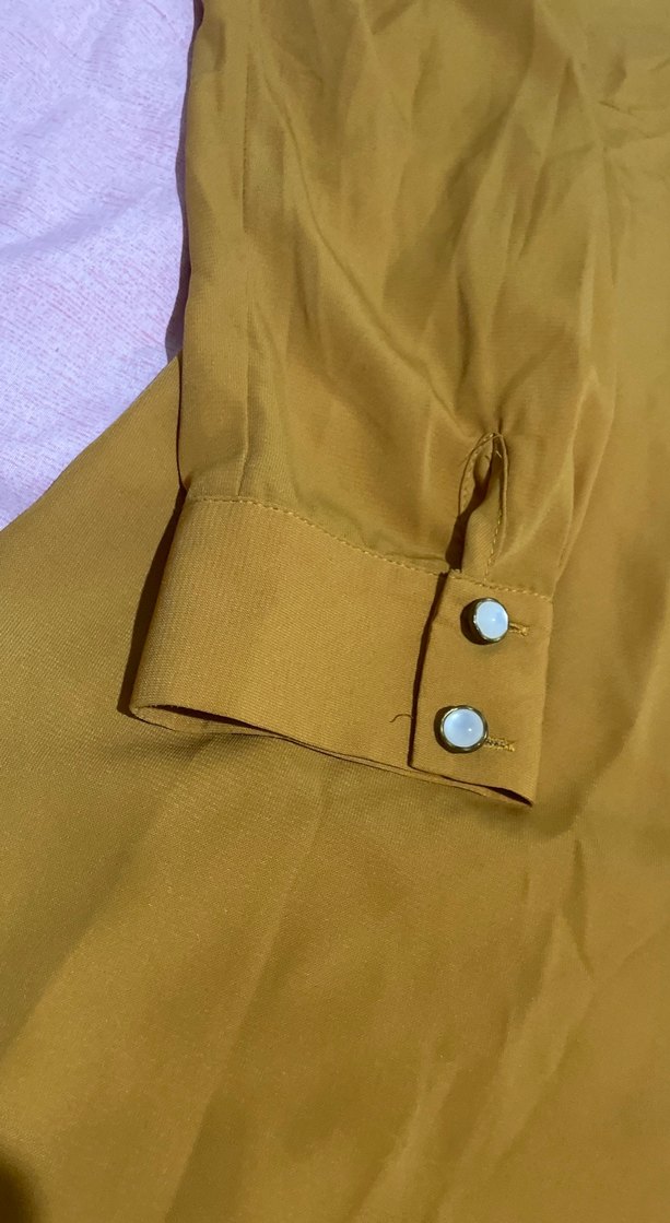 Düğmeli Uzun Sarı Tunik - Görsel 4