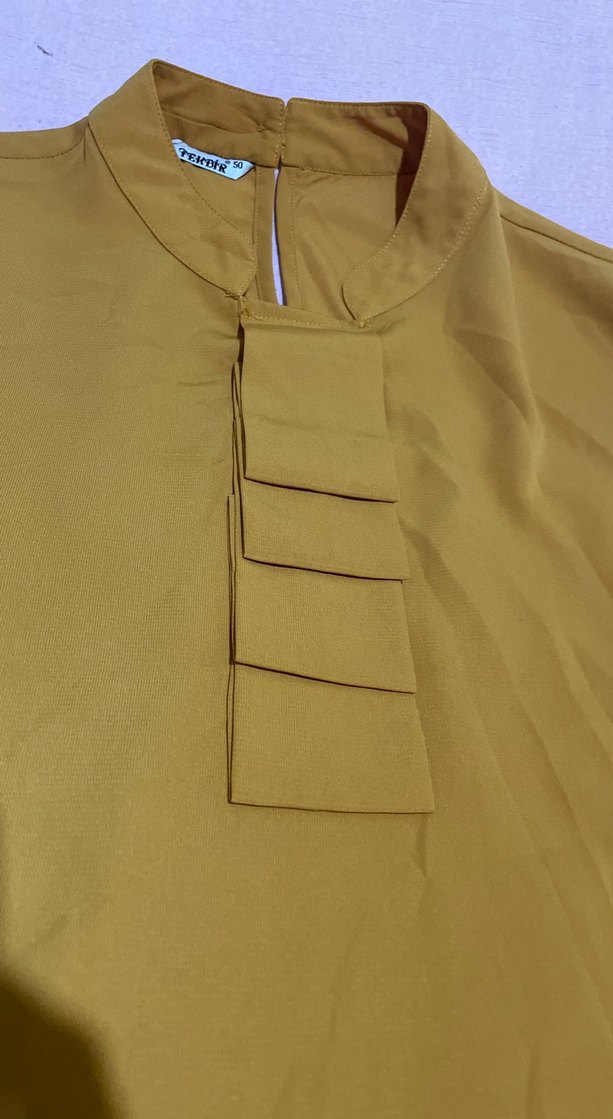 Düğmeli Uzun Sarı Tunik - Görsel 3