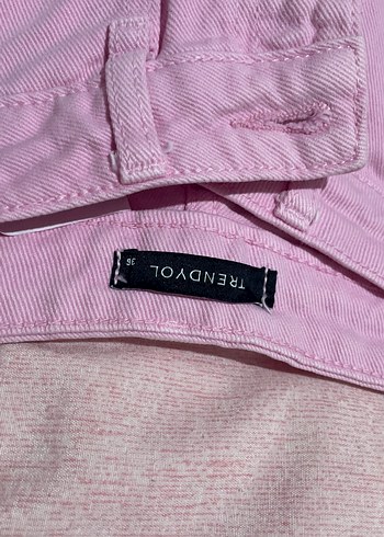 Pembe Midi Pamuk Rahat Kesim Kadın Pantolon - Görsel 2