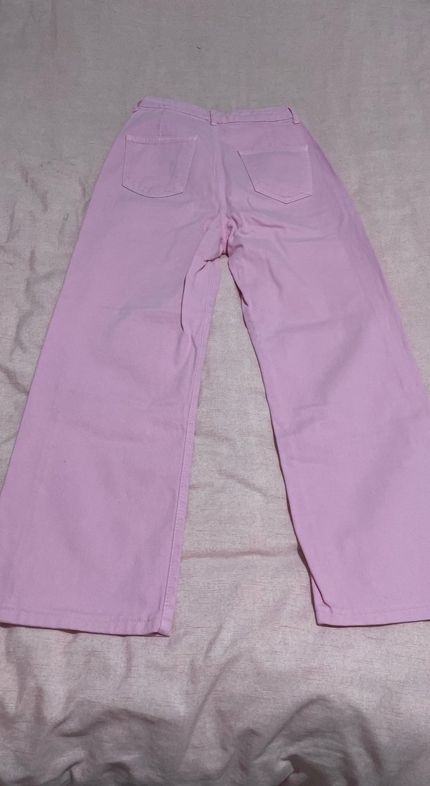 Pembe Midi Pamuk Rahat Kesim Kadın Pantolon - Görsel 3