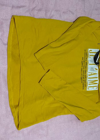 Sarı Kapüşonlu Uzun Kollu Sweatshirt - Görsel 4