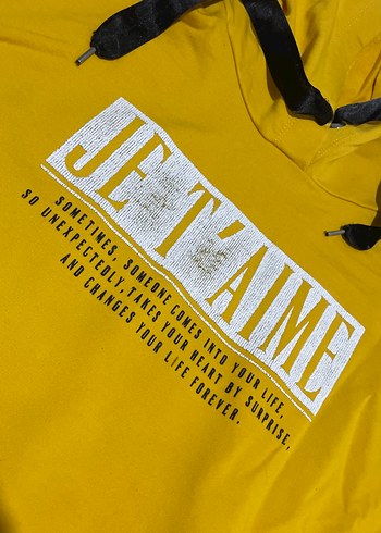 Sarı Kapüşonlu Uzun Kollu Sweatshirt - Görsel 2