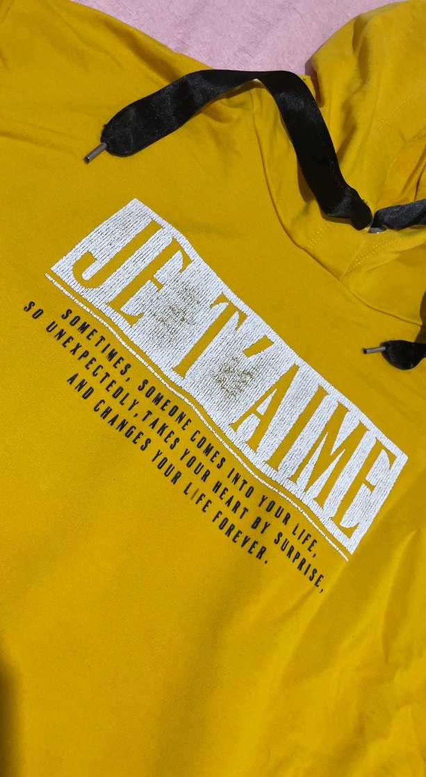 Sarı Kapüşonlu Uzun Kollu Sweatshirt - Görsel 2