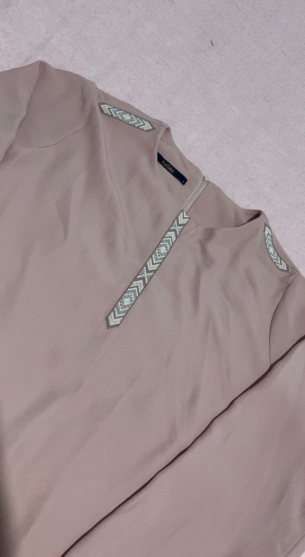 Pudra pembe Uzun Kollu Kadın Tunik - Görsel 3