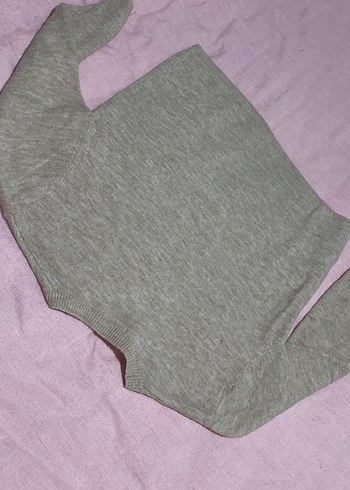 Gri Kadın Örgü Yün Kazak - Görsel 3