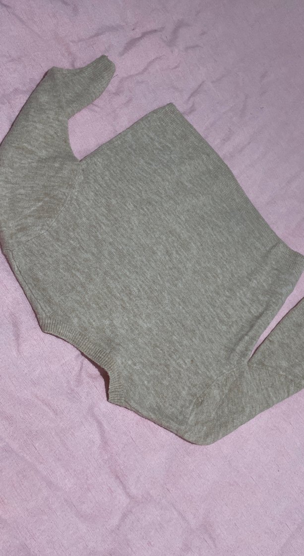 Gri Kadın Örgü Yün Kazak - Görsel 3