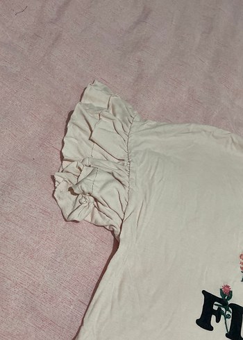 Kız Çocuk Beyaz Pamuklu Renkli Baskılı Tişört - Görsel 4