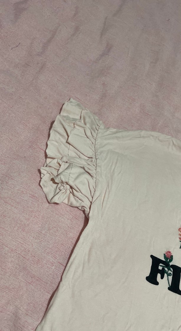 Kız Çocuk Beyaz Pamuklu Renkli Baskılı Tişört - Görsel 4