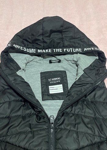 Çocuk Siyah Kapüşonlu Fermuarlı Yelek - Görsel 3