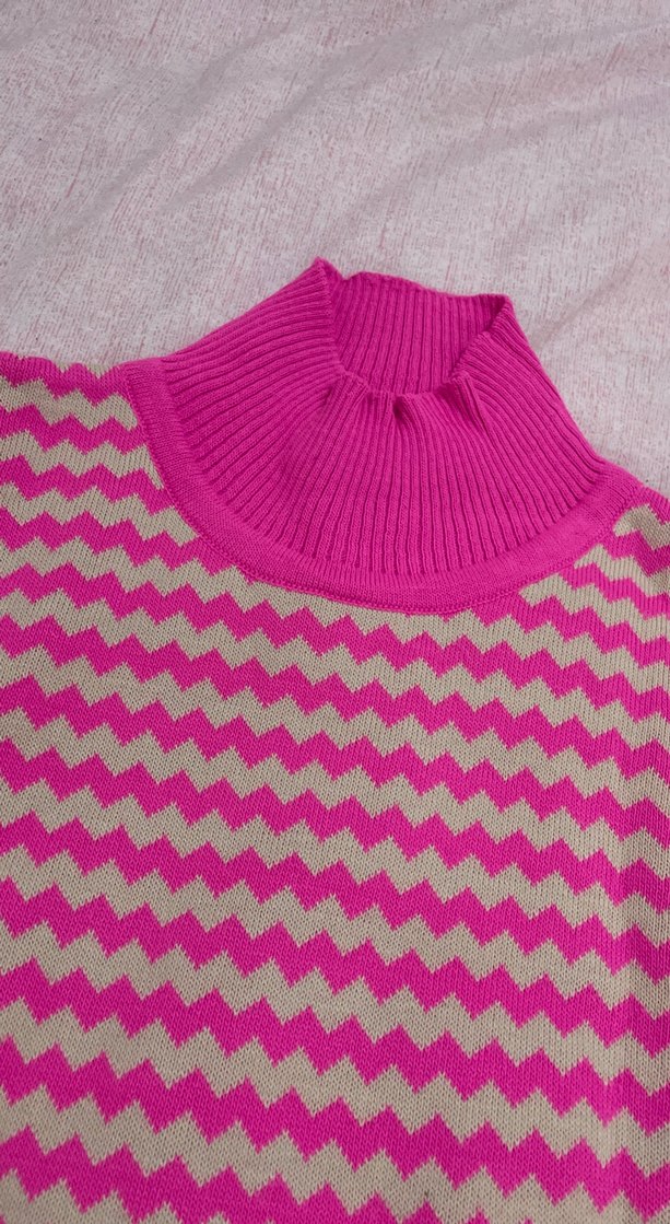 Pembe Uzun Kollu Kadın Triko Kazak - Görsel 3