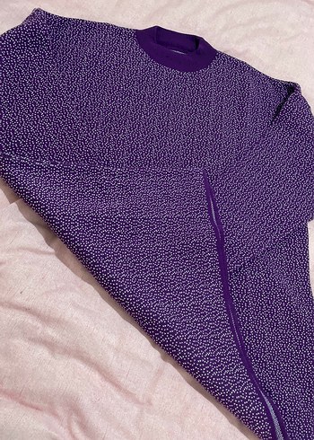 Mor Uzun Kollu Triko Kadın Kazak - Görsel 4