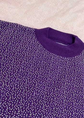 Mor Uzun Kollu Triko Kadın Kazak - Görsel 2