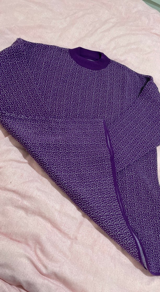 Mor Uzun Kollu Triko Kadın Kazak - Görsel 4