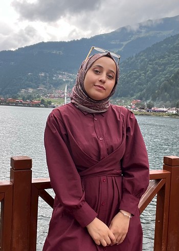 m Beden bordo Renk Bordo Uzun Kollu Salaş Elbise