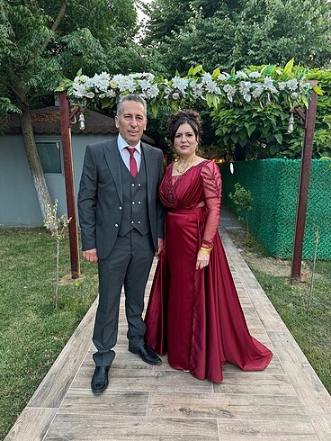 42 Beden bordo Renk ŞAHANE ABİYE - GECE ELBİSESİ - NİŞAN ABİYESİ