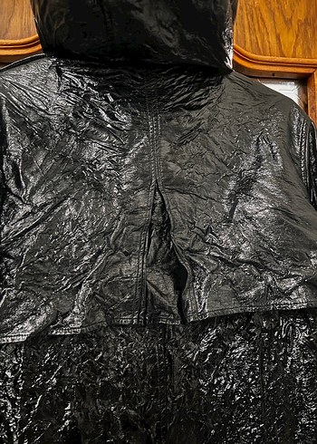 Erkek Siyah Deri Uzun Goth Yağmurluk - Görsel 2