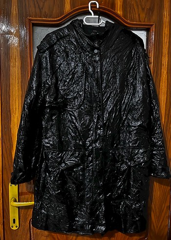 Erkek Siyah Deri Uzun Goth Yağmurluk - Görsel 6