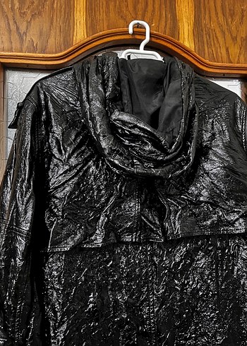 Erkek Siyah Deri Uzun Goth Yağmurluk - Görsel 3