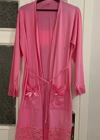 Pembe Uzun Kollu Kadın Sabahlık - Görsel 4