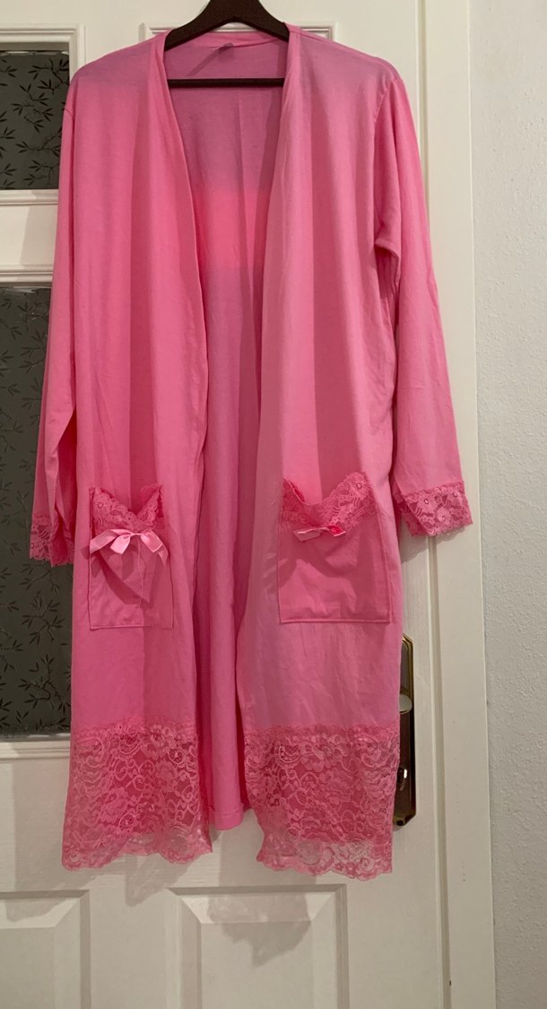 Pembe Uzun Kollu Kadın Sabahlık - Görsel 2