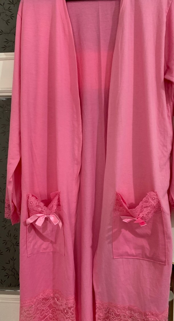 Pembe Uzun Kollu Kadın Sabahlık - Görsel 3