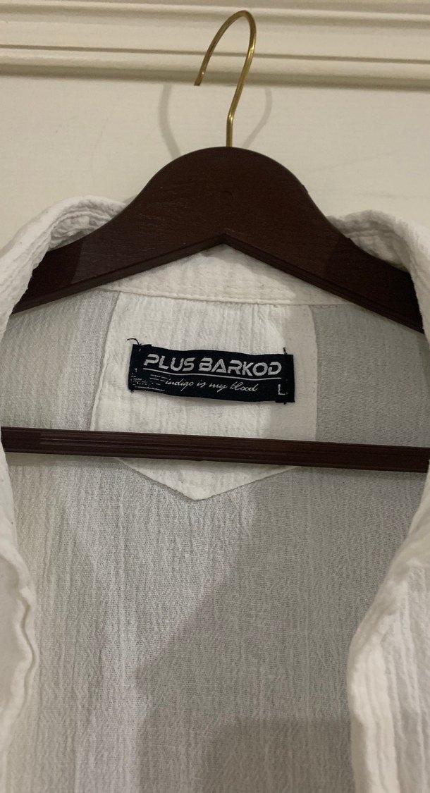 Düğmeli Beyaz Keten Erkek Gömlek - Görsel 2