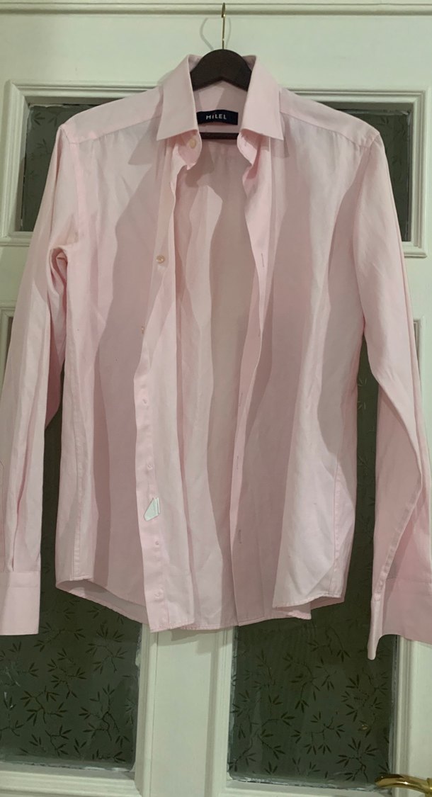 Pembe Düğmeli Uzun Kollu Erkek Gömlek - Görsel 2