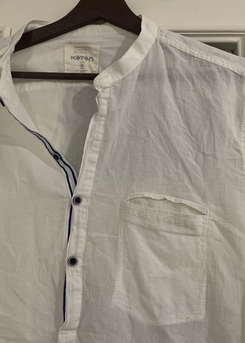 Erkek Beyaz Keten Uzun Kollu Gömlek - Görsel 4