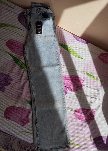 42 Beden mavi Renk Livik Kadın Açık Mavi Yüksek Bel Salaş Paça Jean