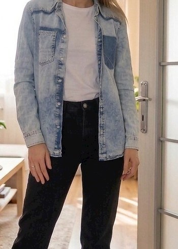Loft Acik Mavi Denim Gomlek