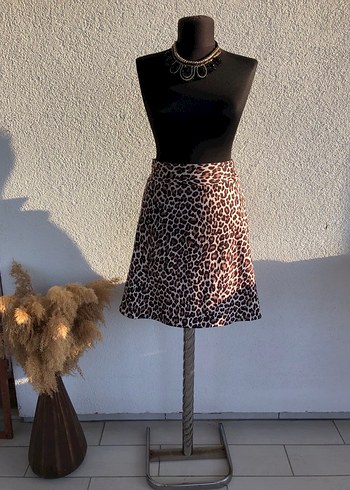 Leopar Desenli Mini Etek