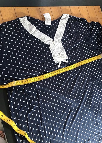 Puantiye Desenli Lacivert Gecelik - Görsel 3