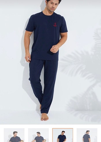 Erkek Lacivert Kısa Kollu Pijama Takımı - Görsel 2