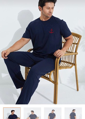 Erkek Lacivert Kısa Kollu Pijama Takımı - Görsel 4
