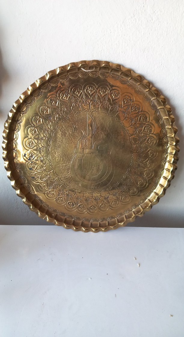 1884 damgalı ful işlemeli prinç tepsi - Görsel 5