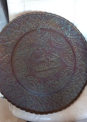 antika iran isfahan işi ful işlemeli duvar tepsisi - Görsel 4