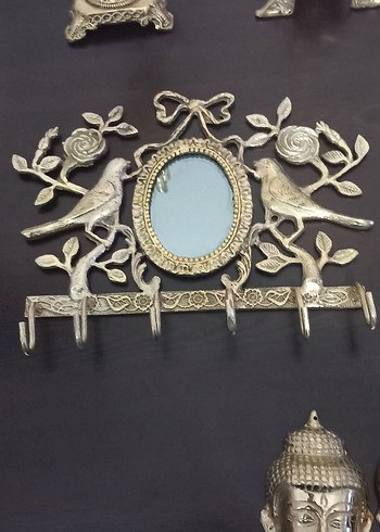 iran isfahan işi aynalı kuşlu prinç askılık - Görsel 3