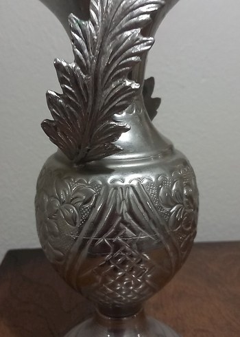 yoğun gümüş kaplı prinç vazo ve 5 ad telkari çicek - Görsel 2