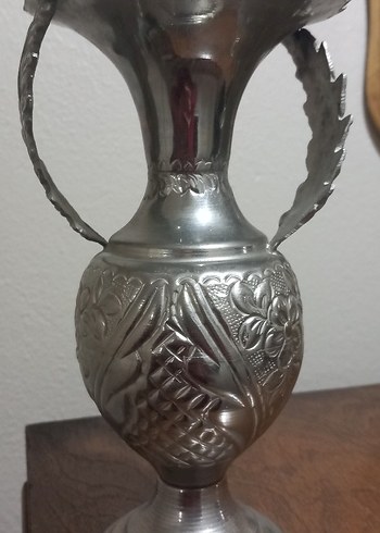 yoğun gümüş kaplı prinç vazo ve 5 ad telkari çicek - Görsel 3