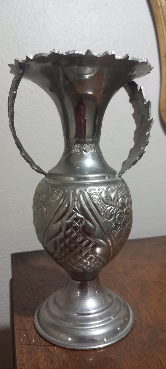 yoğun gümüş kaplı prinç vazo ve 5 ad telkari çicek - Görsel 3