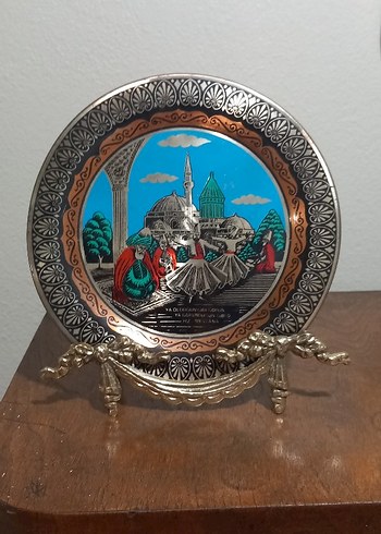 iran isfahan işi prinç resim ve tabak standı - Görsel 4