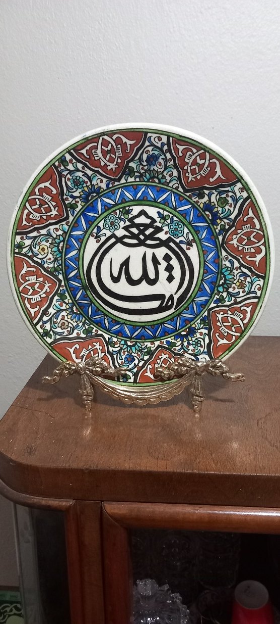 iran isfahan işi prinç resim ve tabak standı - Görsel 5