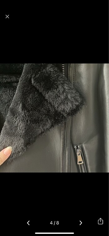 s Beden siyah Renk stradivarius kürklü biker ceker
